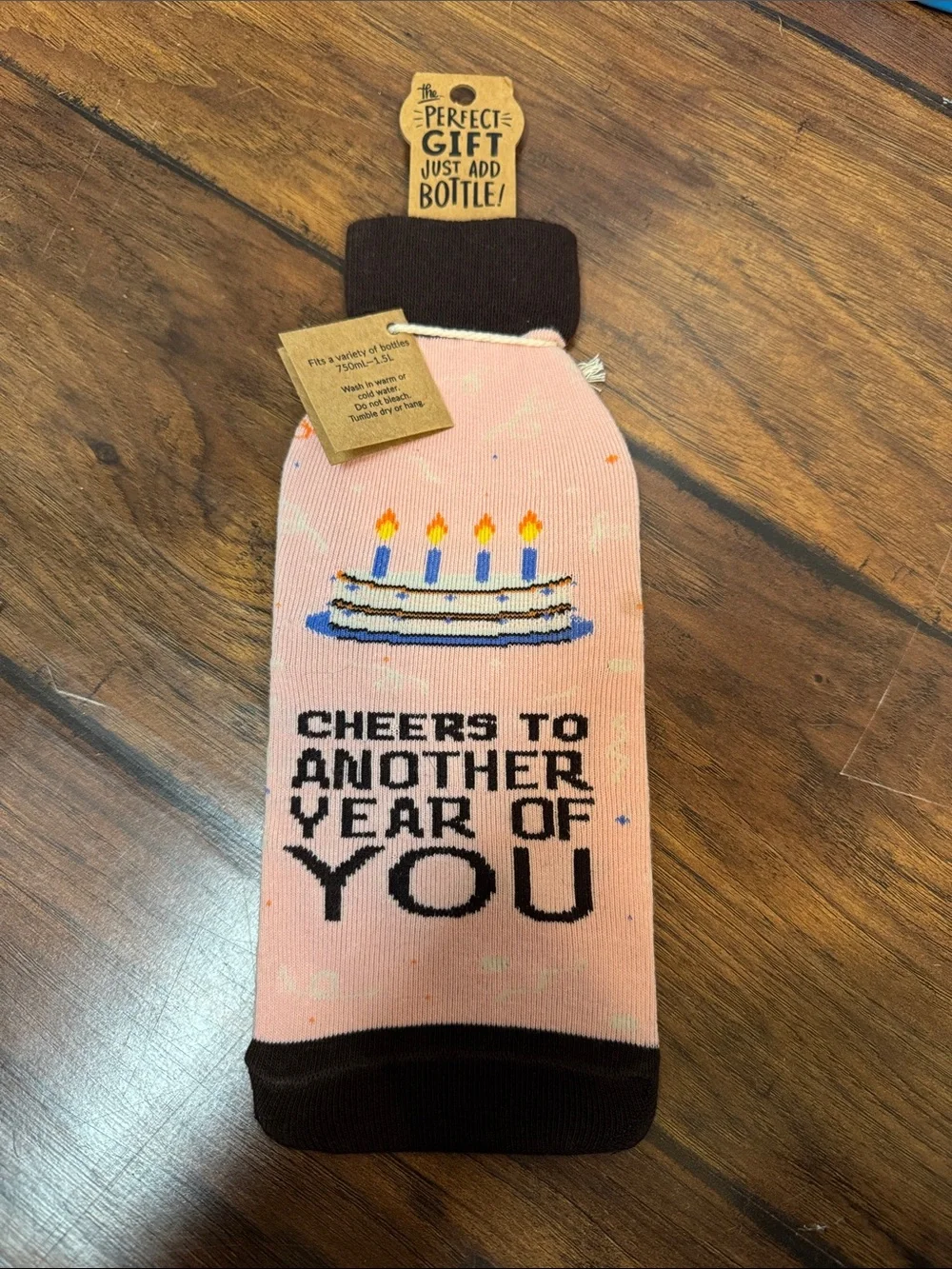 Primitives by Kathy Wine Bottle Holder Birthday Cheers Better With Age Gift